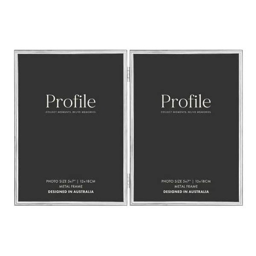 Profile Habitat Silver Metal Photo Frame - 2x 5x7"