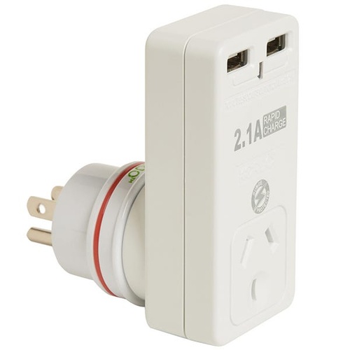 Korjo 2 Port UK USA Adapter 2.1 AMP Rapid Charge