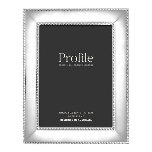 Profile Romance Silver Beaded  Metal 5x7" frame