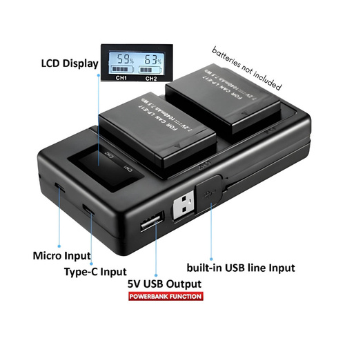Inca USB Charger 2x Slots with LCD for Nikon EN-EL15