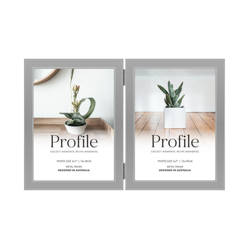 Profile Eternal Silver 5x7 Hinged Double Photo Frame