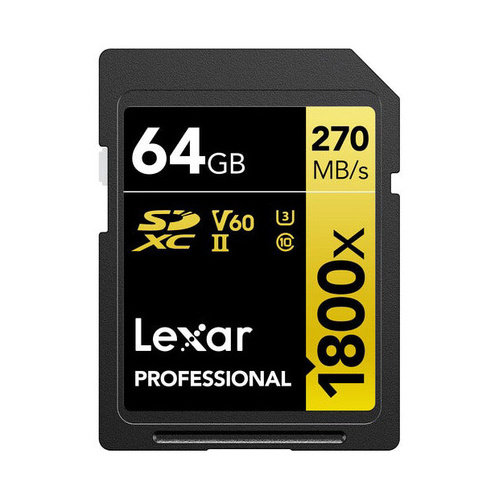 Lexar Pro 64GB 270MB/s GOLD SD Card V60 UHSII