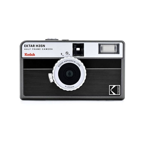 Kodak H35N Half Frame 35mm Film Camera w/Flash - Black Stripe/Silver