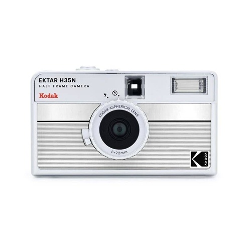 Kodak H35N Half Frame 35mm Film Camera w/Flash - Silver Stripe/Silver