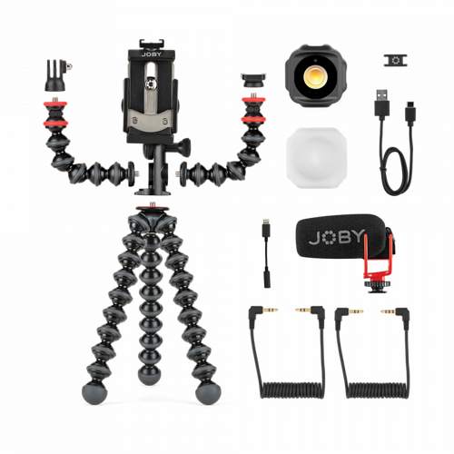 Joby ADV Mobile Vlogging Kit : GPod Mobile w2x Arms/Wavo Mic/Beamo LED