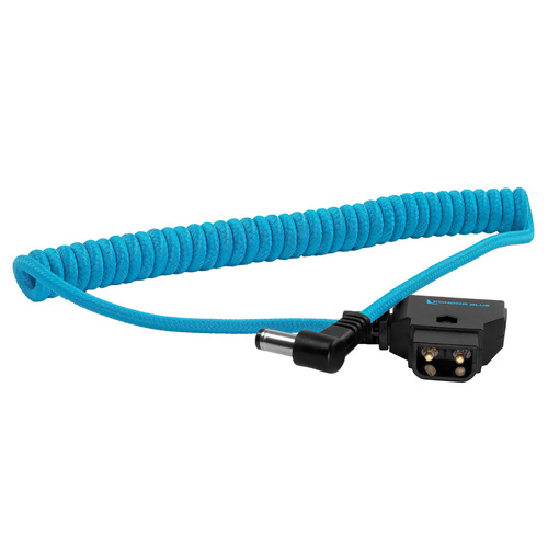 Kondor Blue Coiled D-Tap to Locking DC 2.1mm Right Angle Cable - BLUE