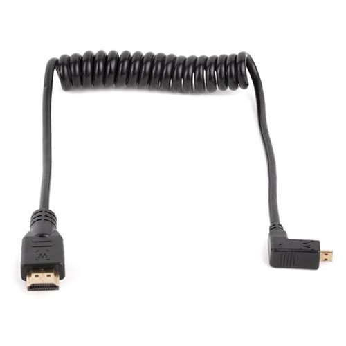 Wooden Camera - Coiled Right Angle Micro HDMI to Full HDMI 30cm