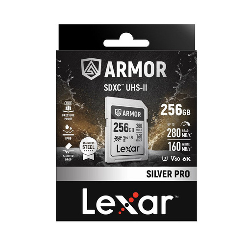 Lexar Pro 256GB ARMOR SILVER PRO SDXC Card 280Mbps UHSII
