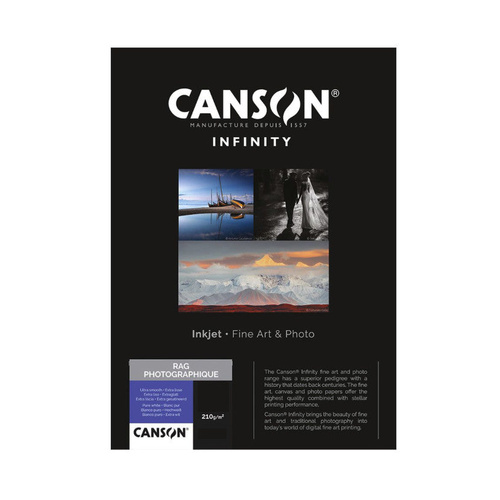 Canson RAG PHOTOGRAPHIQUE II 210GSM A2 X 25 Sheets