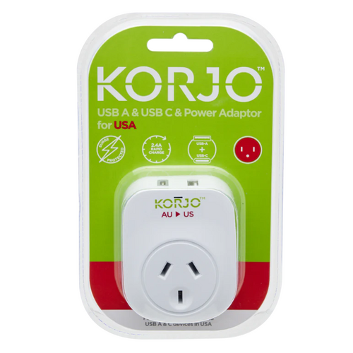 Korjo Plug Adaptor with USB A+C for US