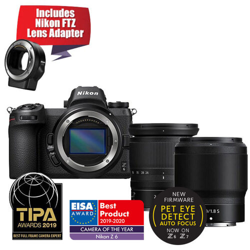 Nikon Z6 + 24-70mm f/4 S Lens + 50mm f/1.8 S Lens + FTZ Adapter