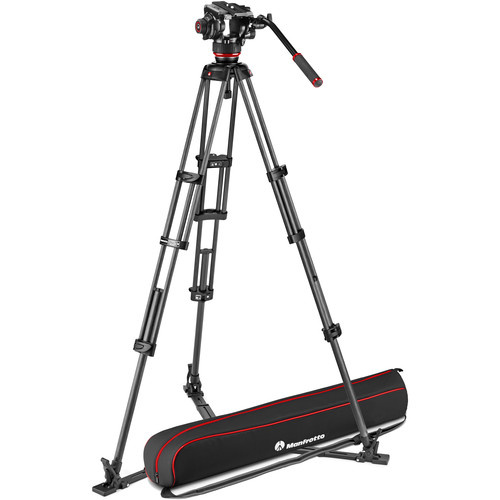 Manfrotto MVK504XTWINGC 04X Fluid Video Head & MVTTWINGC Carbon Fiber Tripod with Ground Spreader