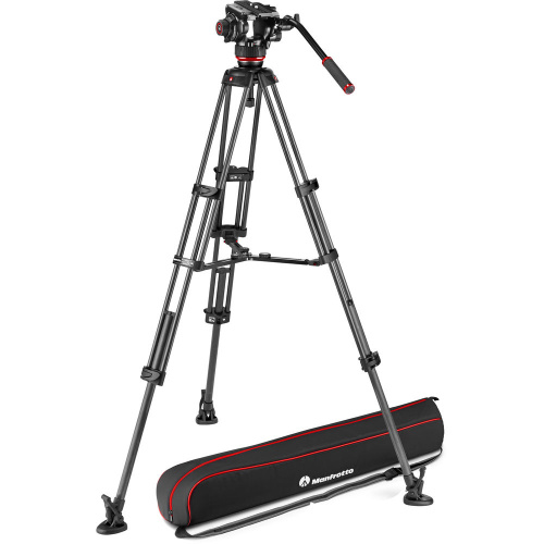 Manfrotto MVK504XTWINMC 504X Fluid Video Head & MVTTWINMC Carbon Fiber Tripod with Mid-Level Spreader