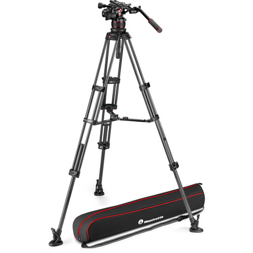 Manfrotto MVK612TWINMC 612 Nitrotech Fluid Video Head and Carbon Fiber Twin Leg Tripod with Middle Spreader