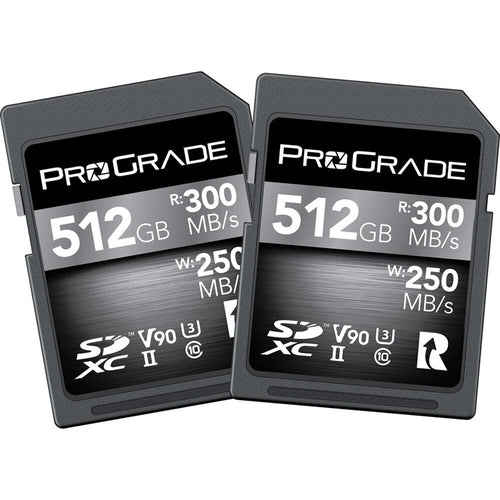 ProGrade Digital 512GB SDXC UHS-II 300MB/s Cobalt Memory Card (2 Pack) - V90