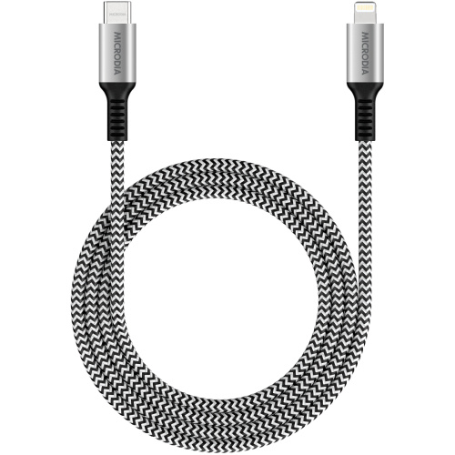 Microdia ExeCable Nylon PD60W 1.3m USB-C to Lightning Cable - Zebra