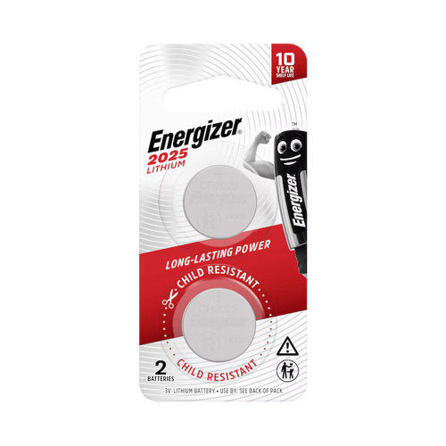 Energizer CR2025 3V Lithium Coin Battery Twin Pack